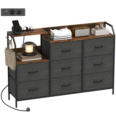 HOMCOM predalnik netkano blago, jeklo 130,5D x 30Š x 88V cm Rustikal rjav+Črn
