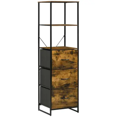 HOMCOM predalnik poliester, jeklo 44D x 40Š x 155V cm Rustikal rjav