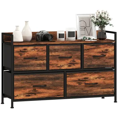 HOMCOM predalnik poliester, jeklo 98D x 29Š x 63V cm Rustikal rjav