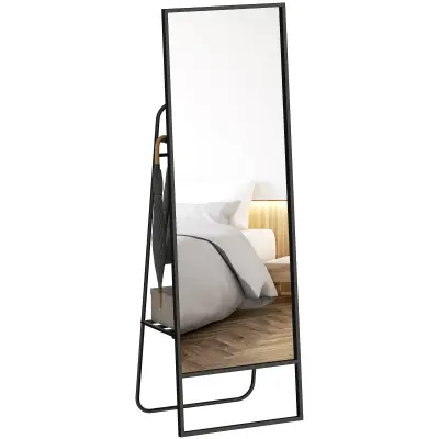 HOMCOM celozrcalno ogledalo kovina, steklo 50D x 38Š x 157V cm črno