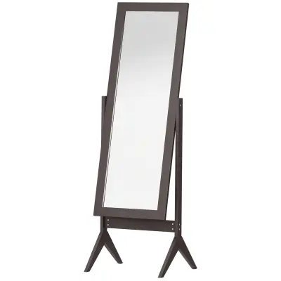 HOMCOM stoječe ogledalo MDF, steklo Š47 x G46 x V148 cm kava