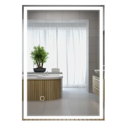 HOMCOM kopalniško ogledalo steklo 70D x 50Š x 4V cm srebrno
