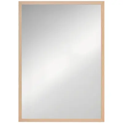 HOMCOM stensko ogledalo MDF, steklo 50D x 2Š x 70V cm naravni les