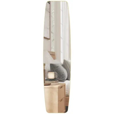 HOMCOM stensko ogledalo steklo, MDF 160D x 40Š x 3V cm zlato