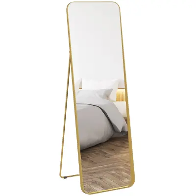 HOMCOM celozrcalno ogledalo kovina, steklo 50D x 6Š x 160V cm zlato