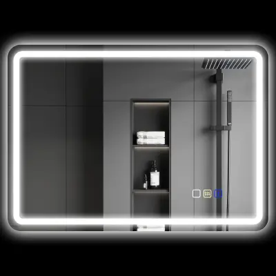 HOMCOM kopalniško ogledalo kaljeno steklo 70D x 50Š x 3,5V cm srebrno