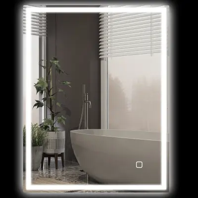 HOMCOM kopalniško ogledalo kaljeno steklo 90D x 70Š x 4V cm srebrno