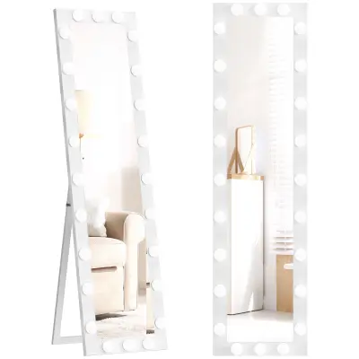 HOMCOM celozrcalno ogledalo kaljeno steklo, MDF 40D x 4Š x 150V cm belo