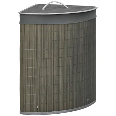 HOMCOM koš za perilo bambus 38D x 38Š x 57V cm sivo