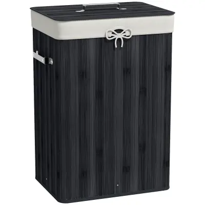 HOMCOM koš za perilo bambus 40D x 30Š x 60V cm črno