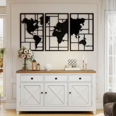 HOMCOM kovinska stenska dekoracija kovina 150D x 1,9Š x 80V cm črno