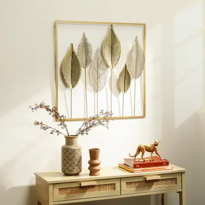 HOMCOM kovinska stenska dekoracija kovina 70D x 2,5Š x 70V cm zlato