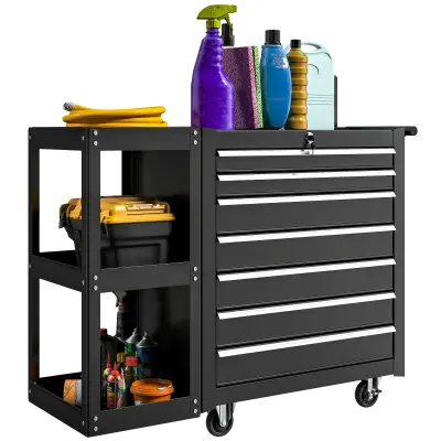 HOMCOM Delovni voziček jeklo, EVA 96D x 33,5Š x 75V cm Črna