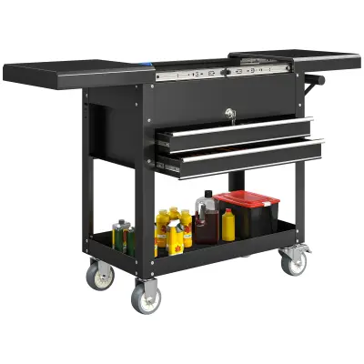 HOMCOM Delovni voziček jeklo 77,5 130D x 38Š x 80V cm Črna