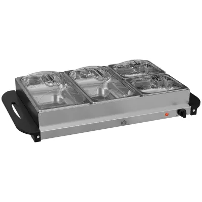 HOMCOM Grelnik za bife, nerjaveče jeklo, 64 D x 36,4 Š x 14 V cm, srebrn