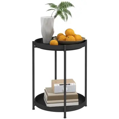 HOMCOM stranska miza jeklo 44D x 44Š x 56V cm Črn