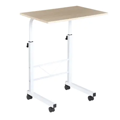 HOMCOM Stranska miza iverna plošča, železo, umetna masa 60Š x 40G x 78V cm javor