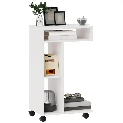 HOMCOM stranska miza iverna plošča 40D x 30Š x 69V cm Bel