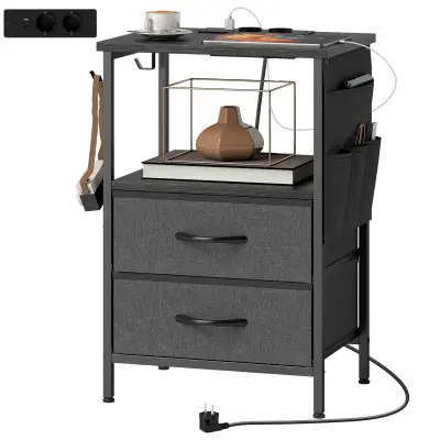 HOMCOM stranska miza iverna plošča, jeklo 40D x 30Š x 60V cm Črn