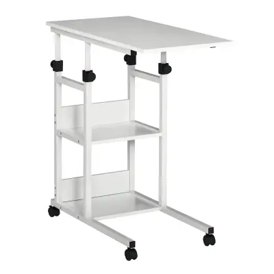 HOMCOM Stranska miza E1 iverna plošča, kovina, umetna masa 80D x 40Š x 82V cm bela