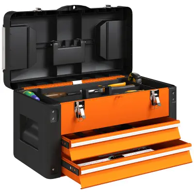 HOMCOM kovček za orodje jeklo, plastika 49,7D x 25,3Š x 28,9V cm oranžno