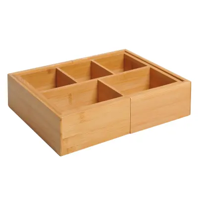 HOMCOM škatla za shranjevanje bambus 24,6D x 17,6Š x 7V cm naravno