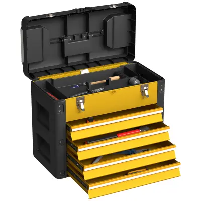 HOMCOM kovček za orodje jeklo, plastika 49,7D x 25,3Š x 40,7V cm rumeno