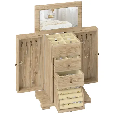 HOMCOM škatla za nakit paulovnija les 26,5D x 16Š x 33,5V cm rjavo
