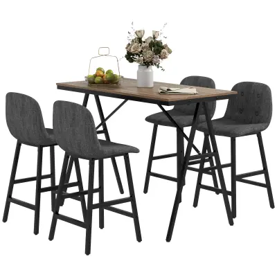 HOMCOM komplet barske mize poliester, iverna plošča 120D x 60Š x 91V cm Temno siv