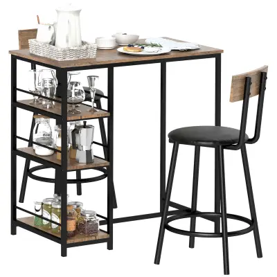 HOMCOM komplet barske mize jeklo, MDF 90D x 50Š x 90,5V cm Hrast