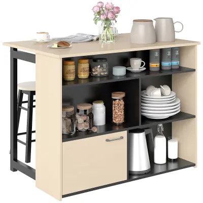 HOMCOM komplet barske mize iverna plošča 116D x 70Š x 89,5V cm Črn+Hrast