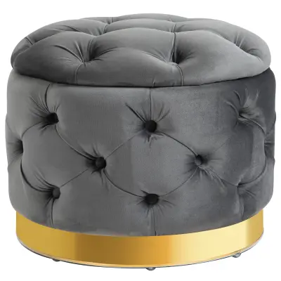 HOMCOM shrambeni blažnik blago, kovina, goba, topolov les D55 x Š55 x V42 cm Premogovo siv