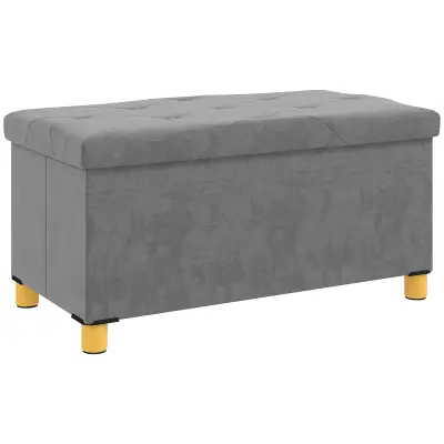 HOMCOM sedežna klop poliester, MDF 76D x 38Š x 38V cm Siv