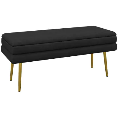 HOMCOM sedežna klop poliester, jeklo 100D x 37,5Š x 42V cm Črn