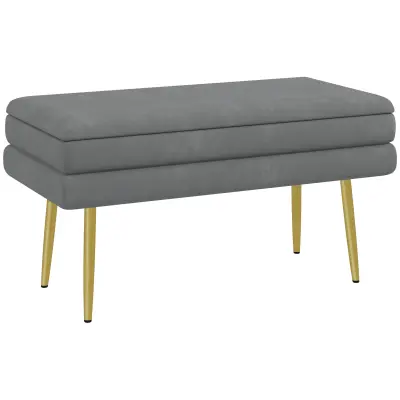 HOMCOM sedežna klop poliester, jeklo 79,5D x 37,5Š x 43V cm Temno siv