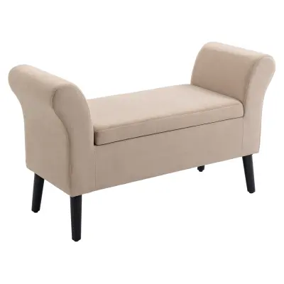 HOMCOM sedežna klop s shrambo poliester 111,5Š x 41G x 65V cm Bež