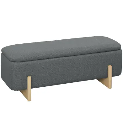 HOMCOM sedežna klop poliester, kavčuk les 111D x 44Š x 44,5V cm Temno siv