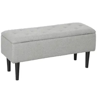 HOMCOM sedežna klop poliester, kavčuk les 95D x 38Š x 45V cm Siv