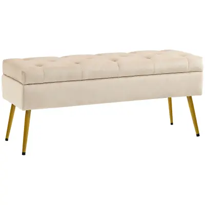 HOMCOM sedežna klop poliester, pena 102D x 35Š x 43V cm Bež