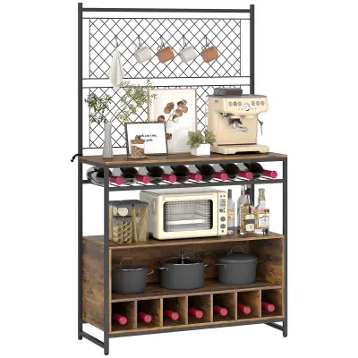 HOMCOM kuhinjski regal iz iverne plošče in kovine, 96,5D x 38Š x 165V cm, rustikalno rjav