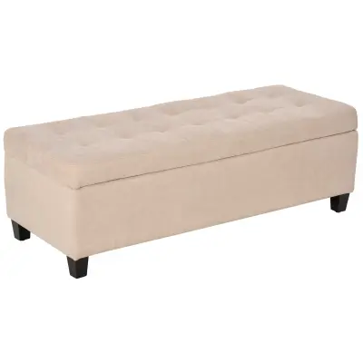 HOMCOM sedežna klop poliester, evkaliptus les 125D x 49Š x 41,5V cm Bež