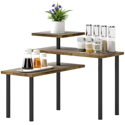 HOMCOM kuhinjski regal iverna plošča, kovina 40D x 18Š x 36,5V cm rustikalno rjava