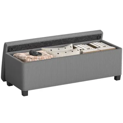 HOMCOM sedežna klop poliester, jeklo 112D x 42Š x 40V cm Siv