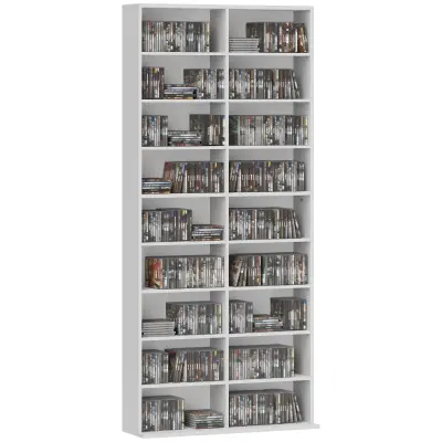 HOMCOM CD regal iverna plošča 78,5D x 24Š x 175V cm bela