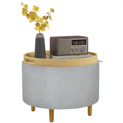 HOMCOM sedežni blažnik poliester, MDF 56D x 56Š x 42V cm Siv