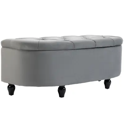 HOMCOM sedežna klop poliester, kavčuk les 120Š x 46G x 42V cm Temno siv