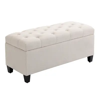 HOMCOM sedežna klop poliester, pena 100Š x 40G x 44V cm Krem bel