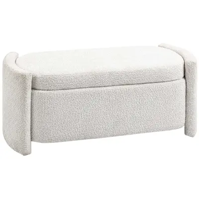 HOMCOM sedežna klop s shrambo poliester, evkaliptus les 105D x 44Š x 45,5V cm Krem bel