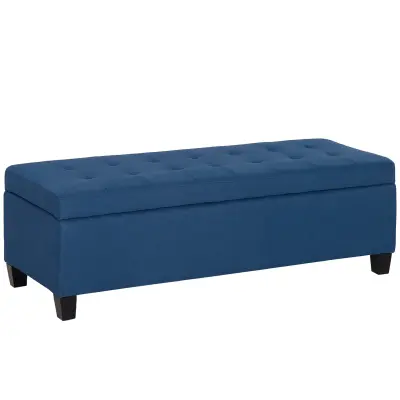 HOMCOM sedežna klop poliester, evkaliptus les 125D x 49Š x 41,5V cm Moder