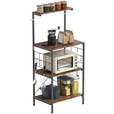 HOMCOM kuhinjski regal iz iverne plošče in kovine, 60D x 42Š x 134,5V cm, rustikalno rjav